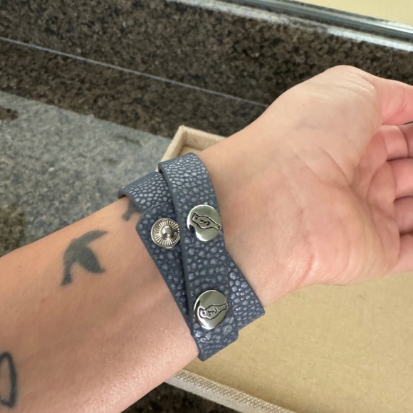 Crystal Pave Leather Double Wrist Wrap - Picture 4 of 4